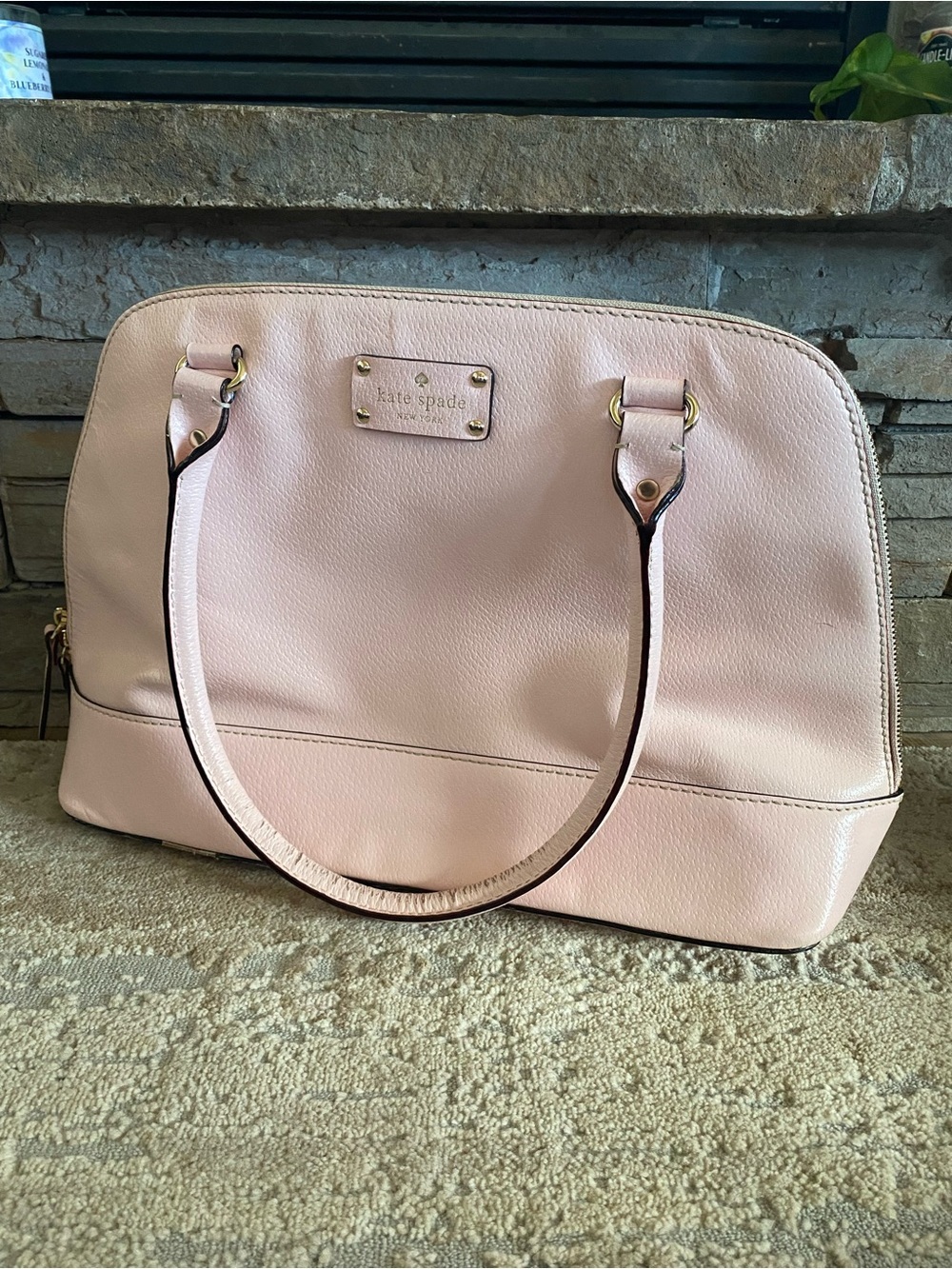 kate spade Wellesley Rachelle Pale Pink Leather Dome Tote Shoulder Purse Handbag